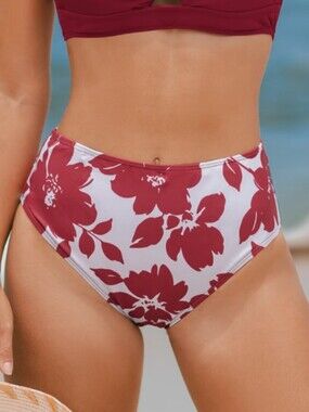 Cupshe Blossom Bay Floral High Waisted Bikini Bottoms